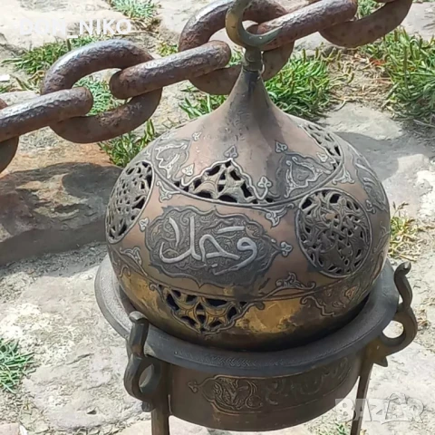 Ислямски (Отомански) съд за Благовонни масла 19 век, снимка 2 - Антикварни и старинни предмети - 51002046