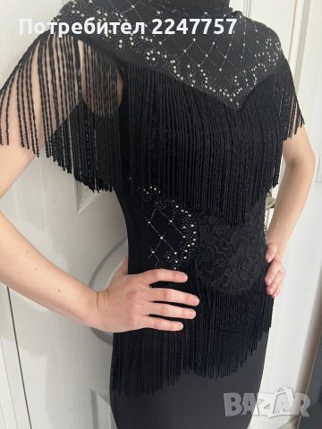 Официална рокля с ресни размер S, снимка 5 - Рокли - 36690835
