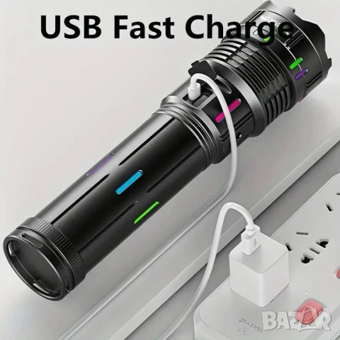 Акумулаторен мощен алуминиев LED фенер с осветяване над 1000 метра, снимка 5 - Къмпинг осветление - 51342076