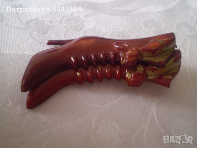       ЗНАЧКА БРОШКА ЕЛЕГАНТНА РЕТРО СТИЛ  БАКЕЛИТ , снимка 5 - Антикварни и старинни предмети - 38457069