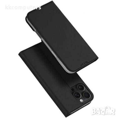 Кожен калъф тефтер Dux Ducis SKIN PRO и Протектор За iPhone 16 Pro (6.3), Черен