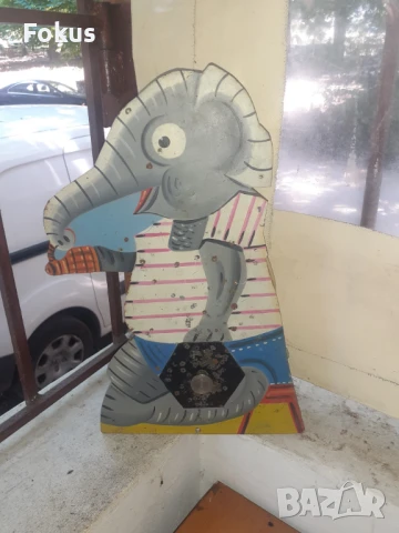 Стара бълг.метална мишена играчка от стрелбище пушка слонче, снимка 3 - Антикварни и старинни предмети - 51132193