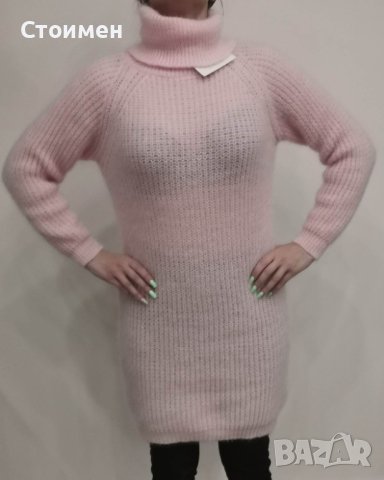 Пухкаво дълго пуловерче, с поло яка, в няколко цвята, снимка 1 - Блузи с дълъг ръкав и пуловери - 38684360