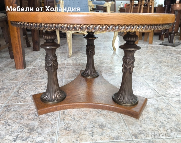 холна маса от дъб, оникс и месинг, снимка 3 - Маси - 52332466