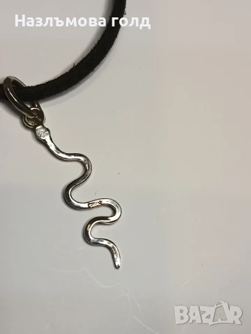 Сребърен медальон змия ръчна изработка , снимка 3 - Колиета, медальони, синджири - 51317504