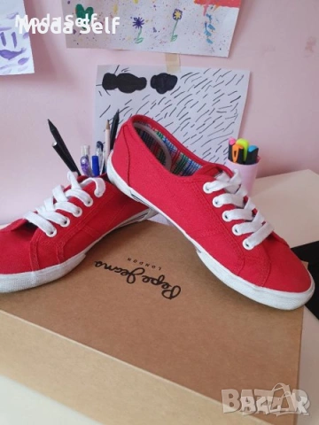 Червени кецове на Пепе Джинс, снимка 4 - Кецове - 53900003