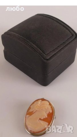 Сребърна Брошка Камея 0,800 Сребро Със Златен Обков 18 к, снимка 10 - Колиета, медальони, синджири - 42252155