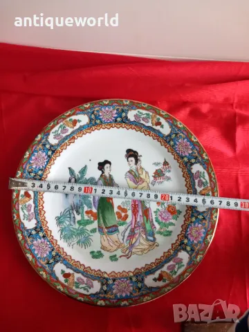 Голяма Китайска Порцеланова Чиния, Маркирана, снимка 6 - Антикварни и старинни предмети - 48232123