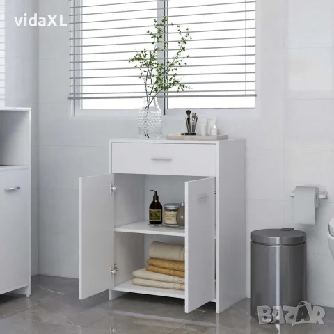 vidaXL Шкаф за баня, бял, 60x33x80 см, инженерно дърво, снимка 3 - Шкафове - 56147844
