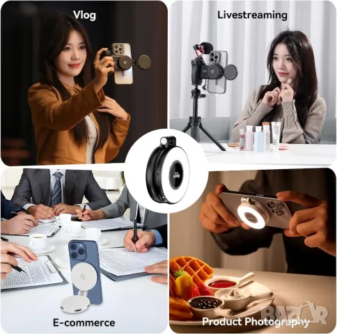 ULANZI LM19 магнитна акумулаторна светлина за селфита iPhone, android , снимка 5 - Чанти, стативи, аксесоари - 50390961