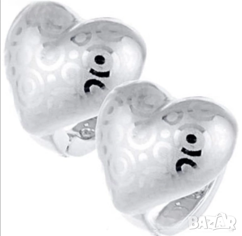 Фини обеци сърца от 14к бяло попълнено злато 15 лв., снимка 2 - Обеци - 51767946