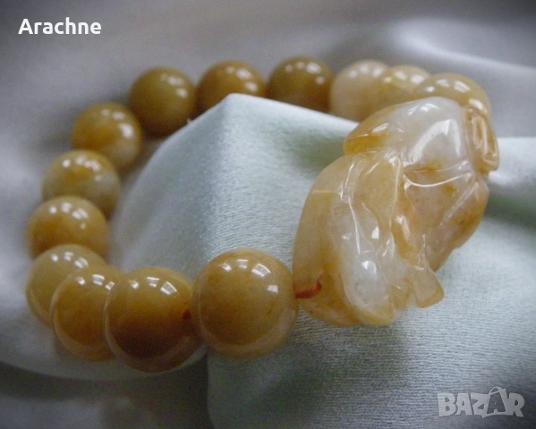 Гривна за късмет от меден нефрит - Pixiu, снимка 6 - Гривни - 53304996