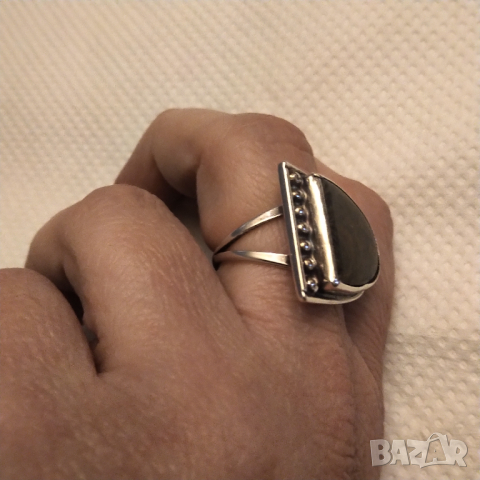 Масивен  сребърен пръстен с голям естествен ахат  НАМАЛЕНИЕ , снимка 3 - Пръстени - 36522328