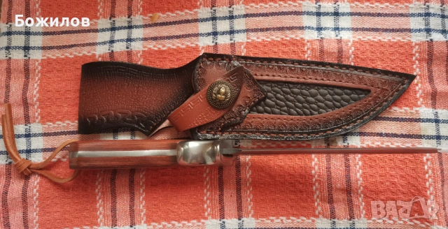 Ловен нож дамаска стомана сърцевина VG10 кожена кания, снимка 5 - Ножове - 54003705