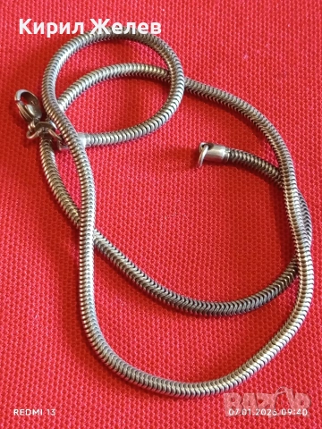 Сребърна огърлица тип змийска верижка майсторска ръчна изработка 39944, снимка 8 - Колиета, медальони, синджири - 53015799