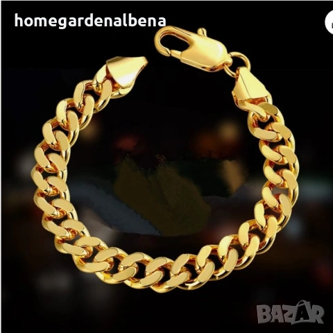 Мъжка гривна кубанска плетка медицинска стомана 18К златно покритие