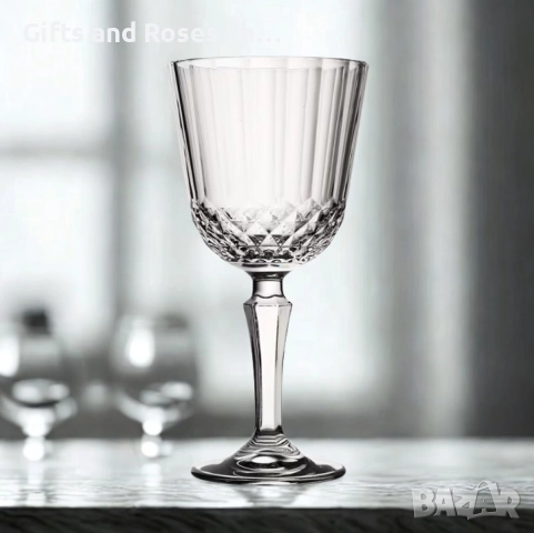 Чаши за червено вино 6 бр. 300 мл - гравирано и стабилно стъкло, снимка 1