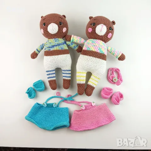 Мечета с дрешки, плетени играчки, играчка ръчна изработка, плетено мече , снимка 2 - Плюшени играчки - 49753621