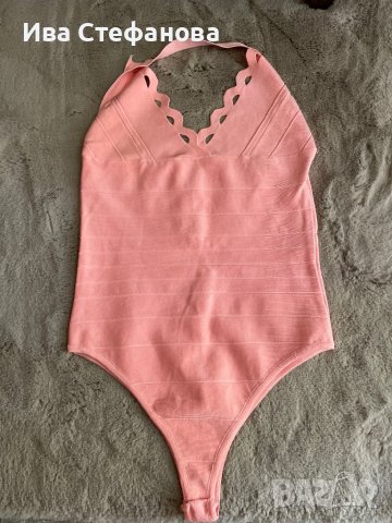 Бандажна ново боди цвят праскова нежно розаво , снимка 2 - Корсети, бюстиета, топове - 36739185