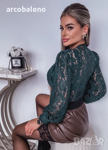 Дамско дантелено боди, 2цвята , снимка 10 - Блузи с дълъг ръкав и пуловери - 52870364