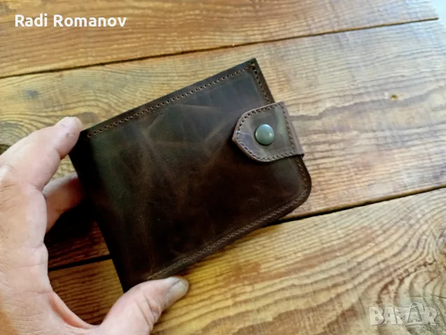 Ръчно изработен мъжки кожен портфейл 