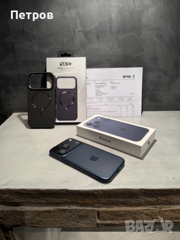 17 cycle! КАТО НОВ Iphone 17 Pro Blue + калъф, снимка 3 - Apple iPhone - 54141639