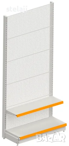 Крайстенен стелаж с перфориран гръб за закачане на куки и рафт, снимка 3 - Стелажи и щандове - 49451121