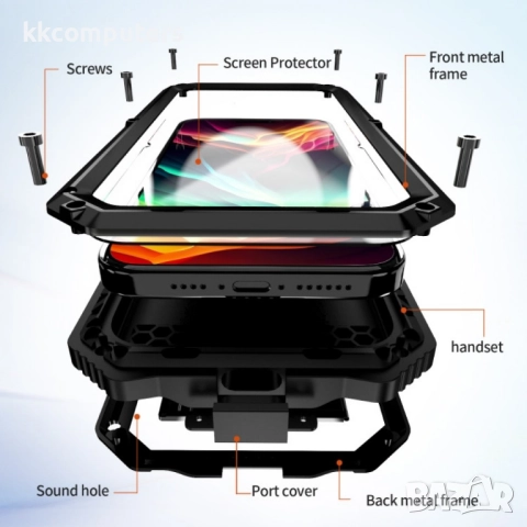 Apple iPhone 15 Pro Max R-JUST Удароустойчив/Водоустойчив Калъф и Протектор, снимка 5 - Калъфи, кейсове - 52689247