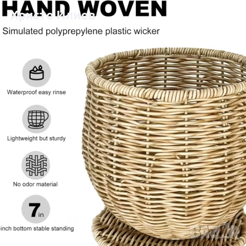 Голяма ратанова кошница Огранайзер за кафе капсули Бохо стил, снимка 5 - Декорация за дома - 51810169