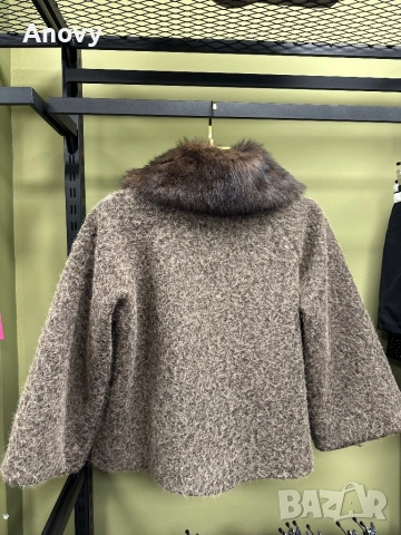Дамско палто с пухена яка – 65 лв (2 цвята, универсален размер), снимка 5 - Палта, манта - 52583225