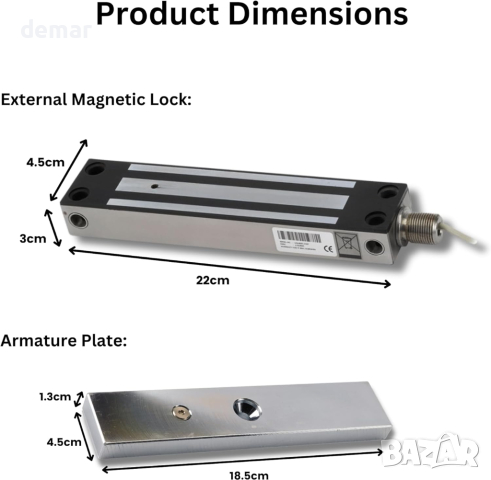 SecureMyDoor IP67 устойчива на атмосферни влияния външна магнитна брава, 363 кг задържаща сила, снимка 9 - Други стоки за дома - 44518970