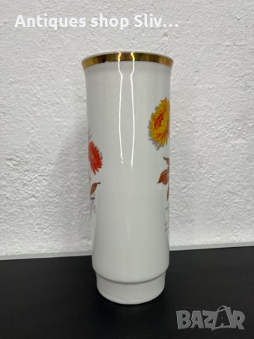 Немска порцеланова ваза с флорални мотиви. №5080, снимка 3 - Антикварни и старинни предмети - 44292740