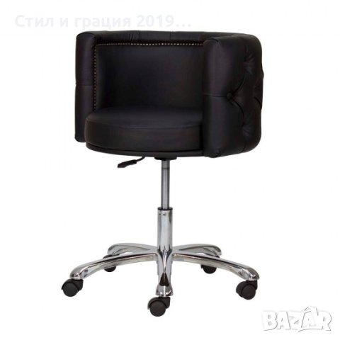 Козметичен стол - табуретка с облегалка Deco - черна 49/62 см, снимка 1