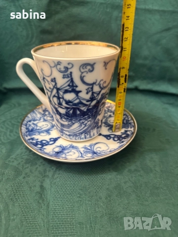 Порцеланова голяма чаша за чай на ЛФЗ Ломоносов, снимка 4 - Други ценни предмети - 52671439