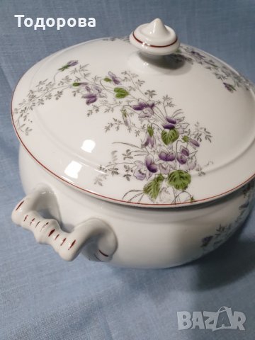 Голям порцеланов супник с теменужки., снимка 7 - Сервизи - 35028575