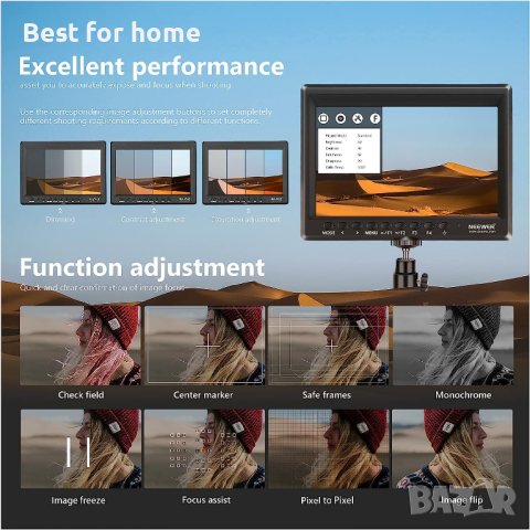 Професионален монитор Neewer F100 7-инчов 4K, снимка 4 - Светкавици, студийно осветление - 42072528