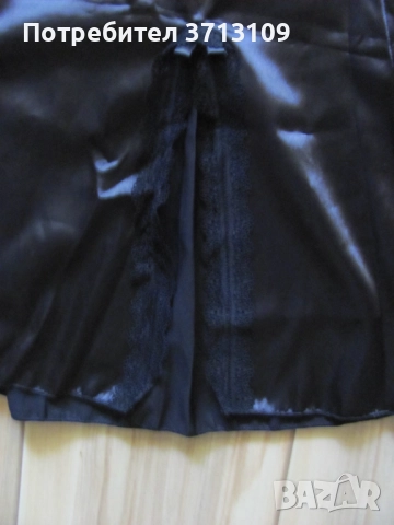 Нова сатенена черна нощница , р-р. М, снимка 3 - Бельо - 51682890