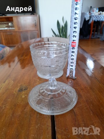 Стара стъклена захарница #5, снимка 2 - Други ценни предмети - 34176019