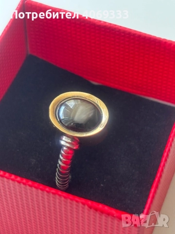 Златен пръстен от 14 каратово  жълто и бяло злато Камък -Звезден сапфир  6.88гр 56р-р (17.8мм) , снимка 10 - Пръстени - 51630181