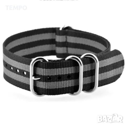 КАИШКА ZULU- ЧЕРЕН / СИВ -22мм + ПОДАРЪК