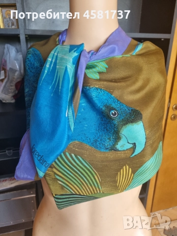 Красив шал с екзотичен десен папагал Loredano, снимка 4 - Шалове - 51977333