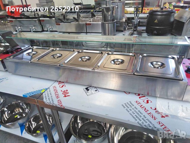 Топла витрина Бен Мари с 5 вани на водна баня. Чисто нова. Цена 489лв/250,02€, снимка 2 - Обзавеждане на кухня - 37001749