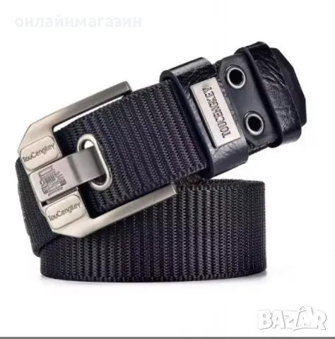 Мъжки колан от плат с метална сплав – дизайнерски, здрав и стилен, снимка 1