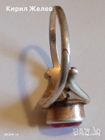 Винтидж сребърен пръстен СССР с червен Рубин майсторска ръчна изработка 31141, снимка 13 - Пръстени - 52960884