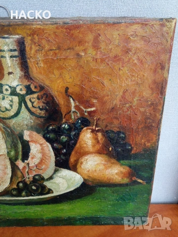 Стара Маслена Картина Разписана от Автора 1932г.Размери 50/40 см. Внос от Германия, снимка 5 - Антикварни и старинни предмети - 53047110