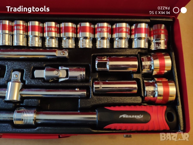 NEILSEN TOOLS гедоре /гидория 1/2 26части качествени вложки камъни комплект метална кутия, снимка 6 - Гедорета - 52855990