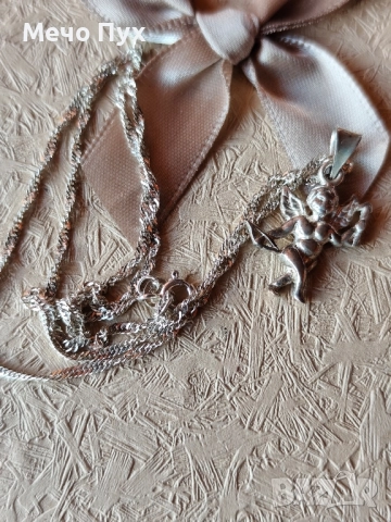 Сребърен синджир с висулка (358), снимка 6 - Колиета, медальони, синджири - 52501842
