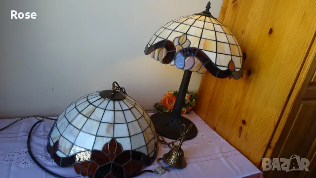 Тифани Tiffany - лампа и абажур, бежова гама, барок