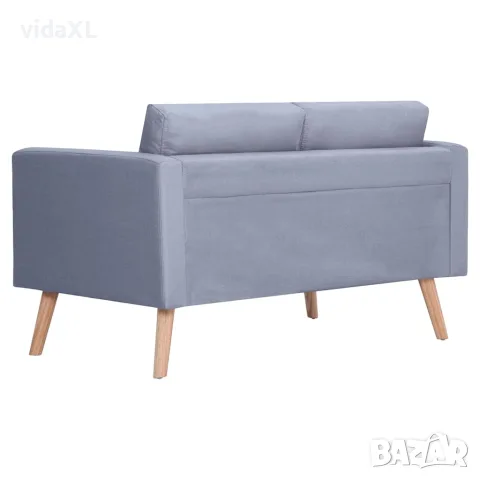 vidaXL Двуместен диван, плат, светлосив, снимка 5 - Дивани и мека мебел - 56146296