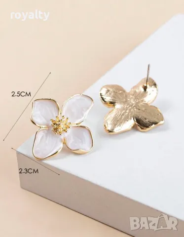 Ежедневни, небрежни обеци във формата на цвете от неръждаема стомана в цветно масло 🍋, снимка 3 - Обеци - 49236495